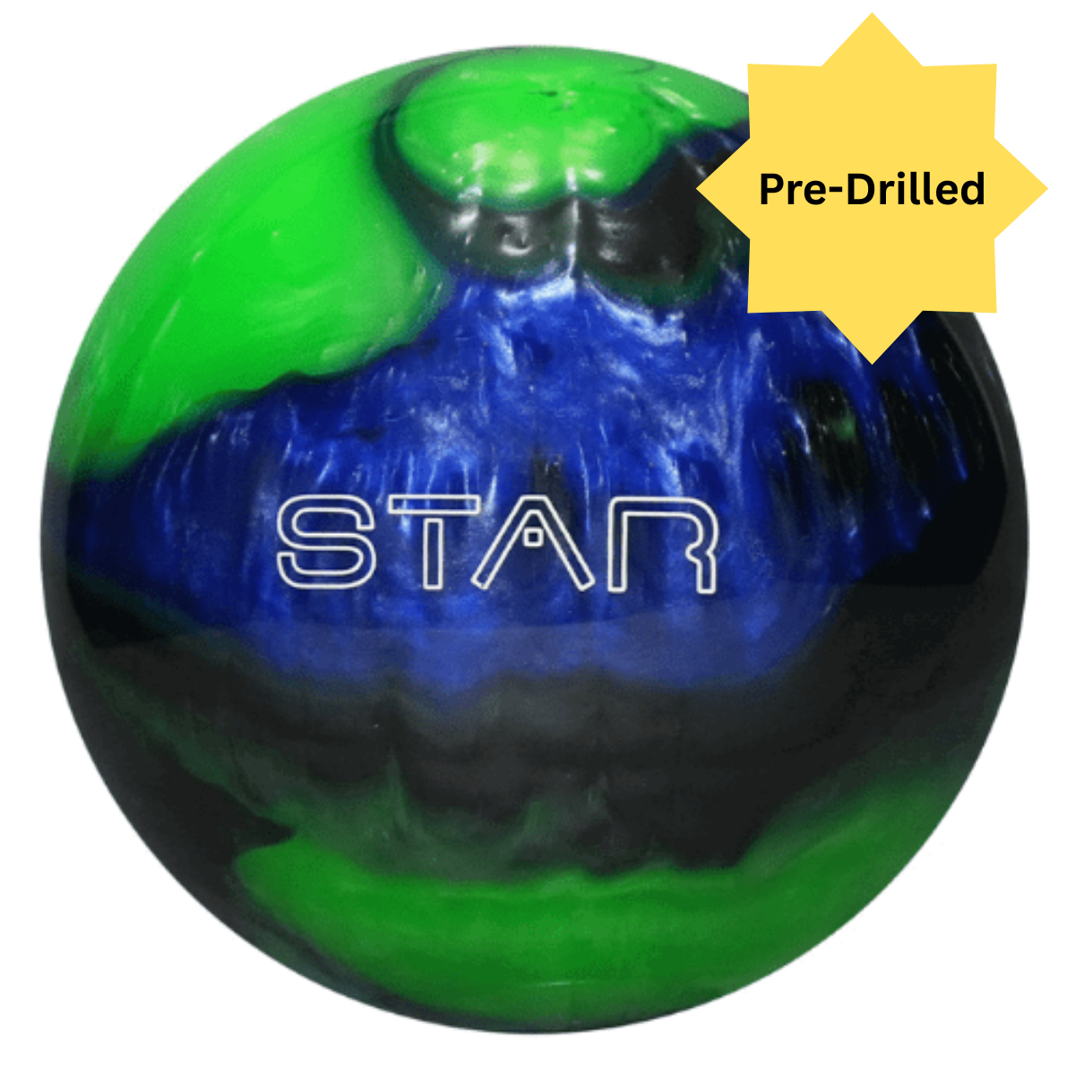 PRE-DRILLED ELITE Star Blue/Green/Black Bowling Ball