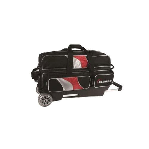 900Global 3 Ball Deluxe Roller Black Red Silver Bowling Bag - BowlersParadise.com