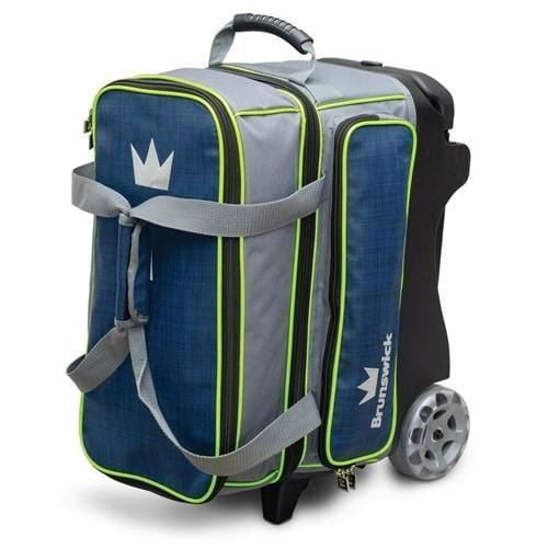 Brunswick Crown Deluxe Double Roller Navy Lime Bowling Bag - BowlersParadise.com