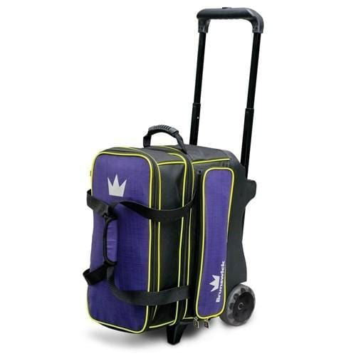 Brunswick Crown Deluxe Double Roller Purple Yellow Bowling Bag - BowlersParadise.com