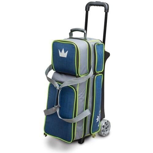 Brunswick Crown Deluxe Triple Roller Navy Lime Bowling Bag - BowlersParadise.com