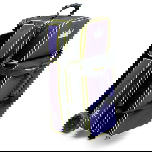 Brunswick Crown Deluxe Triple Roller Purple Yellow Bowling Bag - BowlersParadise.com