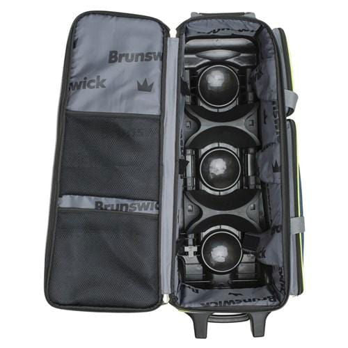 Brunswick Crown Deluxe Triple Roller Purple Yellow Bowling Bag - BowlersParadise.com