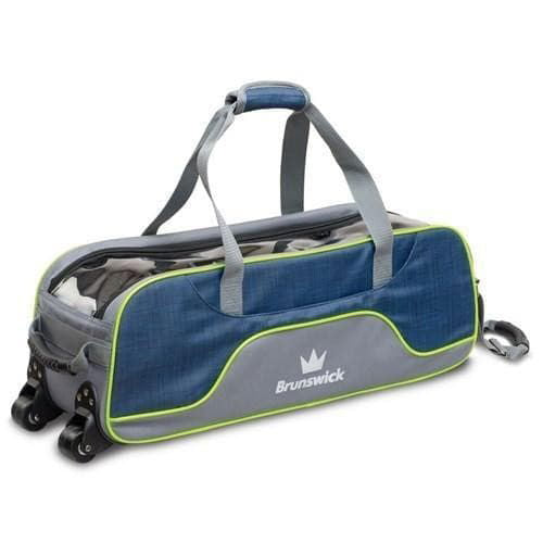 Brunswick Crown Deluxe Triple Tote Navy Lime Bowling Bag - BowlersParadise.com