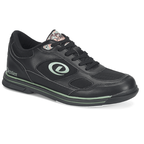 Dexter Mens Randy Black/Green Camo Wide Bowling Shoes