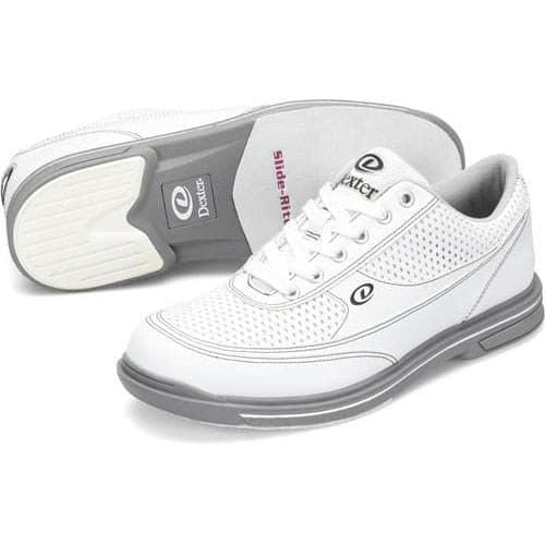 Dexter Mens Turbo Pro White Grey Wide Bowling Shoes - BowlersParadise.com