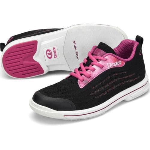 Dexter Womens DexLite Knit Black Pink Bowling Shoes - BowlersParadise.com