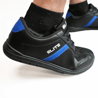 ELITE Men's Basic Black/Royal Athletic Lace Up Bowling Shoes with Universal Sliding Soles for Right or Left Handed Bowlers