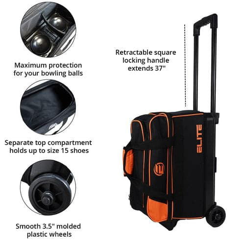 ELITE Basic Double Roller Orange Bowling Bag - BowlersParadise.com