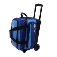 ELITE Deluxe Double Roller Bowling Bag Navy Plaid - BowlersParadise.com