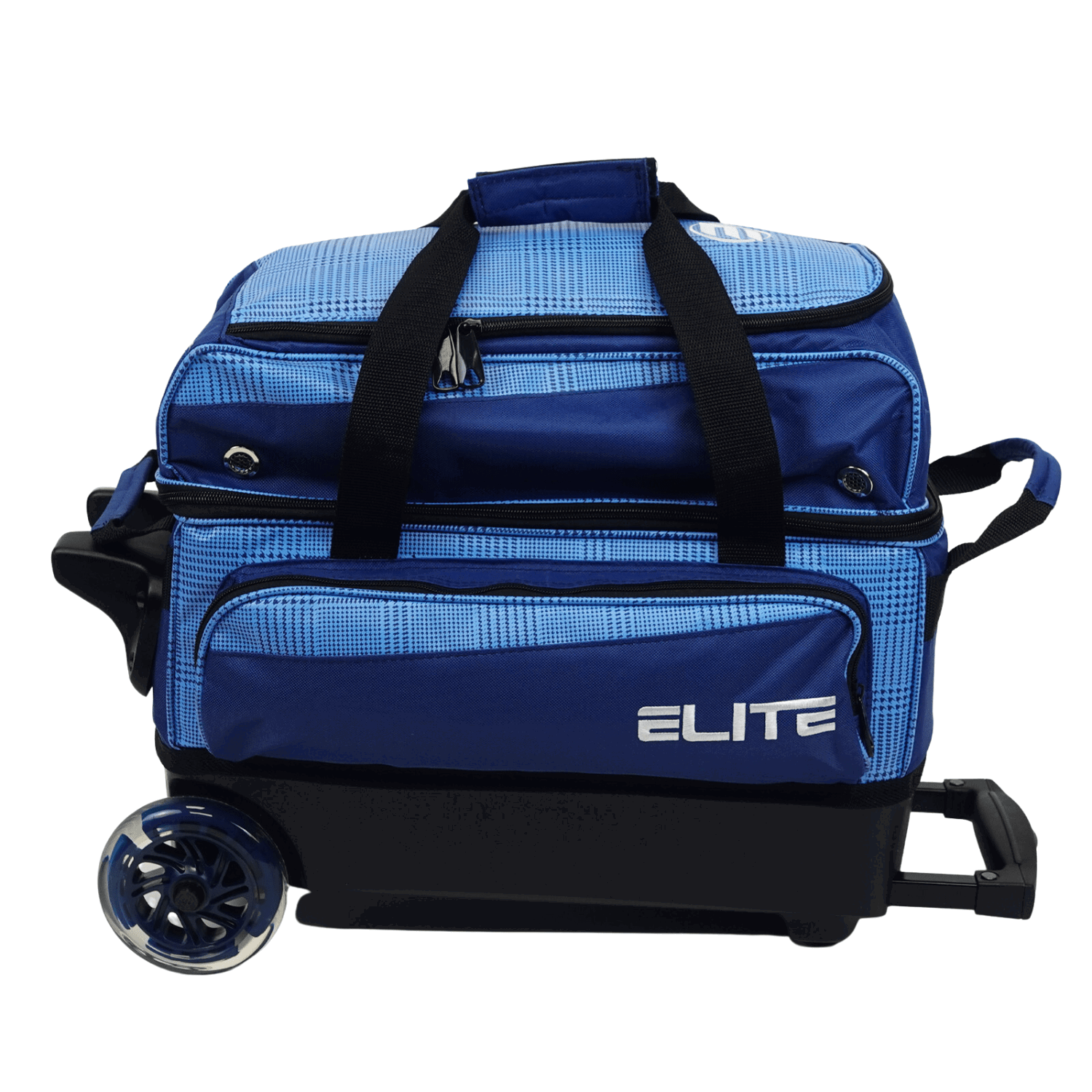ELITE Deluxe Double Roller Bowling Bag Navy Plaid - BowlersParadise.com