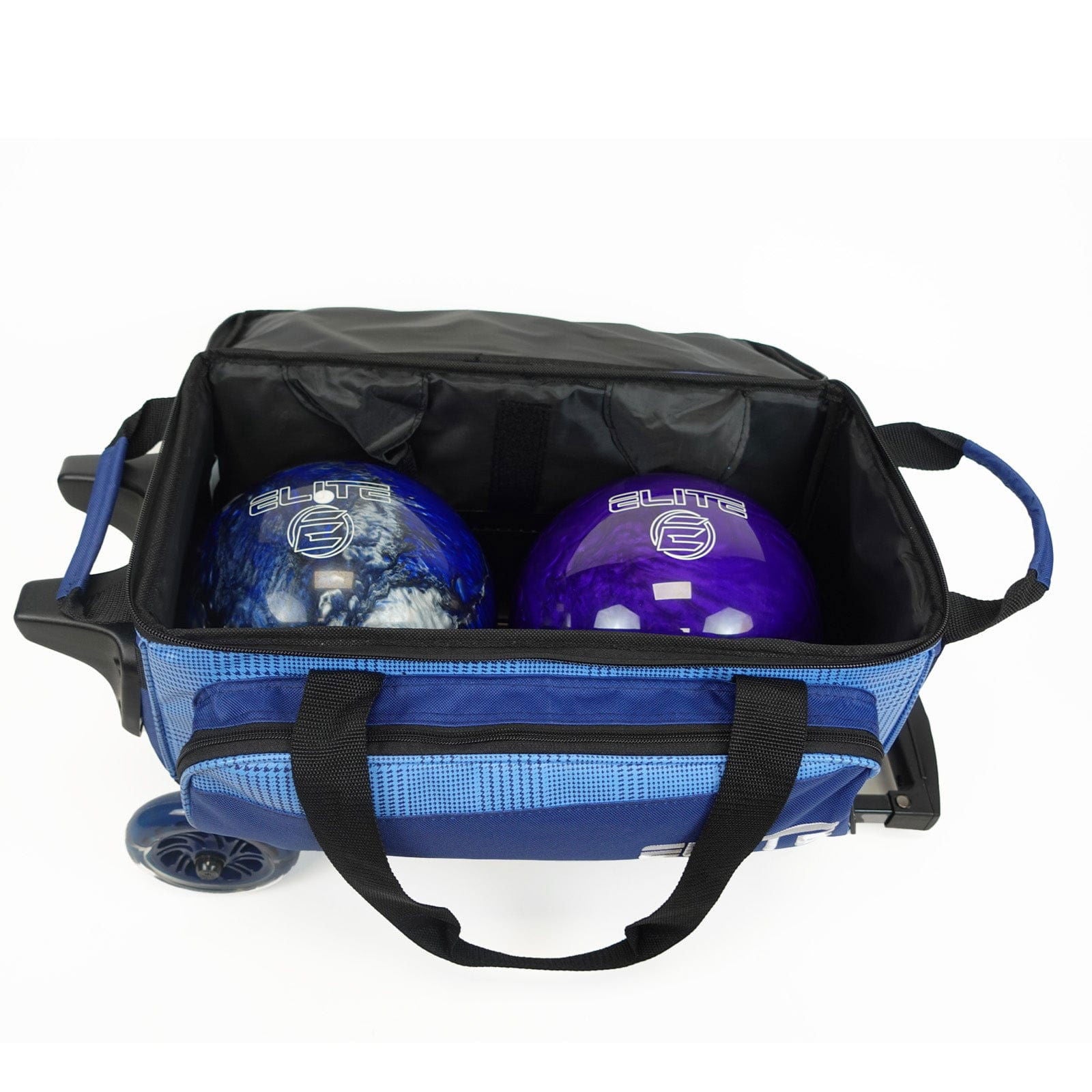 ELITE Deluxe Double Roller Bowling Bag Navy Plaid - BowlersParadise.com