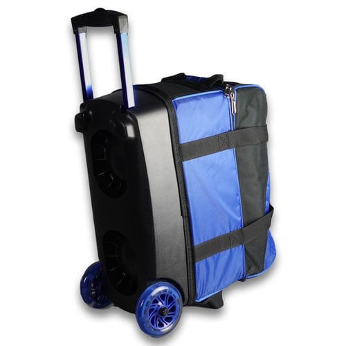 blue tackle bag with plastic zipper 100 bowlers ELITE Deluxe 2 Ball Roller Royal Bowling Bag