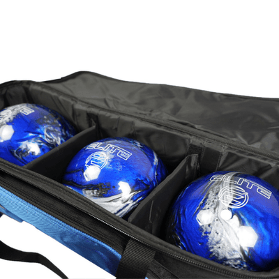 ELITE 3 Ball Slim Triple Tote with Shoe Bag and Access Pouch - Black/Royal Bowling Bag