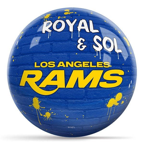 OnTheBallBowling NFL Graffiti Los Angeles Rams Undrilled Polyester Bowling Ball