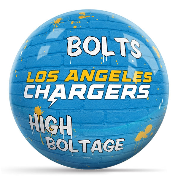 OnTheBallBowling NFL Graffiti Los Angeles Chargers Undrilled Polyester Bowling Ball