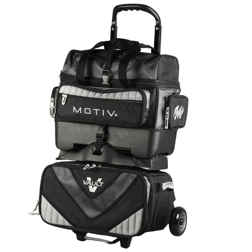 Motiv Vault Black/Grey 4-Ball Bowling Roller Bag Motiv Vault Black/Grey 4-Ball Bowling Roller Bag