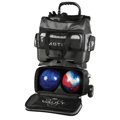 Motiv Vault Black/Grey 4-Ball Bowling Roller Bag Motiv Vault Black/Grey 4-Ball Bowling Roller Bag