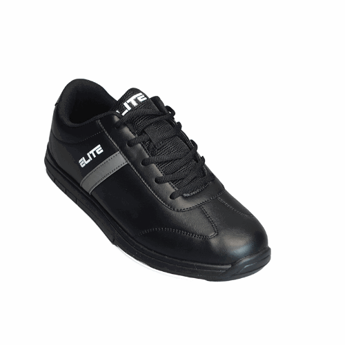 ELITE Men's Basic Black/Grey Athletic Lace Up Bowling Shoes with Universal Sliding Soles for Right or Left Handed Bowlers - BowlersParadise.com