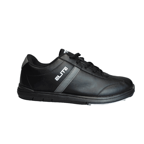 ELITE Men's Basic Black/Grey Athletic Lace Up Bowling Shoes with Universal Sliding Soles for Right or Left Handed Bowlers - BowlersParadise.com