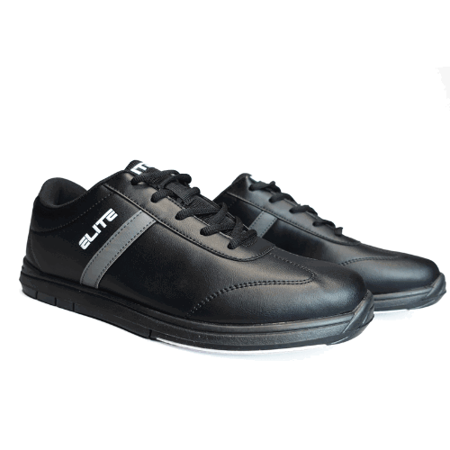 ELITE Men's Basic Black/Grey Athletic Lace Up Bowling Shoes with Universal Sliding Soles for Right or Left Handed Bowlers - BowlersParadise.com
