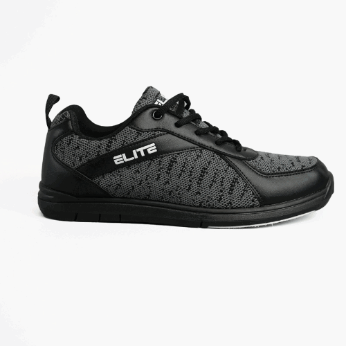 ELITE Men's Pinnacle Black/Grey Wide Athletic Lace Up Bowling Shoes with Universal Sliding Soles for Right or Left Handed Bowlers - BowlersParadise.com