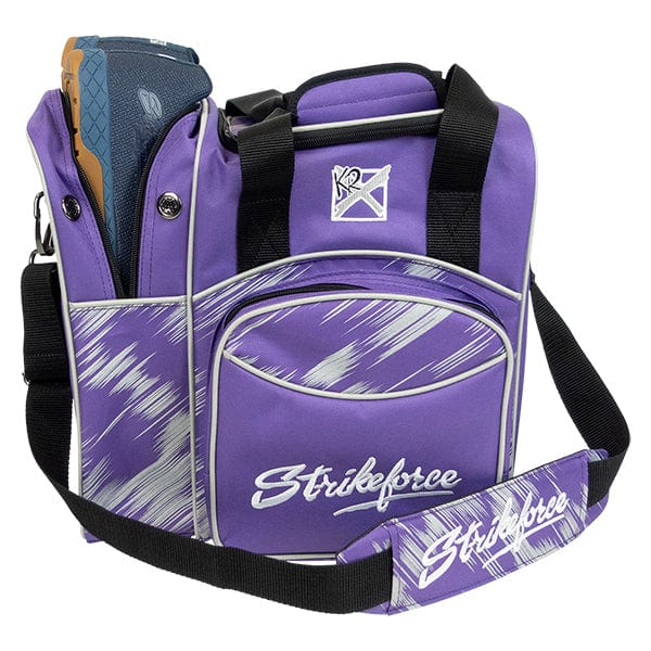 KR Strikeforce Flexx Purple Silver Scratch Single Tote Bowling Bag
