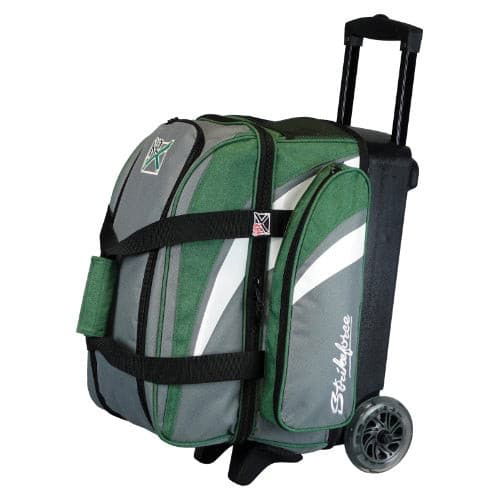KR Strikeforce Cruiser Green Grey Double Roller Bowling Bag - BowlersParadise.com