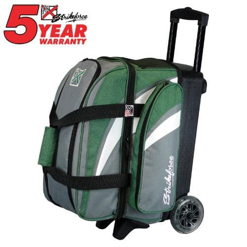 KR Strikeforce Cruiser Green Grey Double Roller Bowling Bag - BowlersParadise.com
