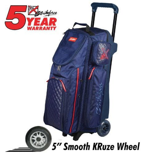 KR Strikeforce Diamond Navy Triple Roller Premium Bowling Bag - BowlersParadise.com