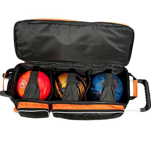 KR Strikeforce Krush Orange Black Triple Roller Bowling Bag - BowlersParadise.com