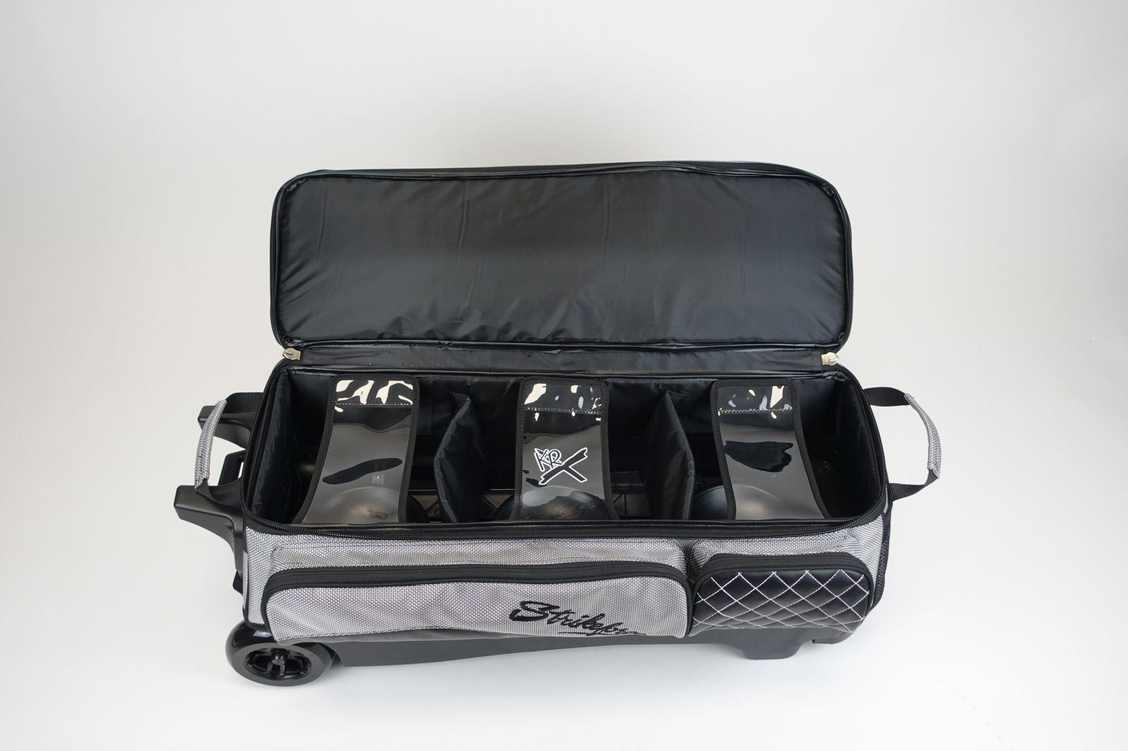 KR Strikeforce Royal Flush Triple Roller Silver Bowling Bag - BowlersParadise.com