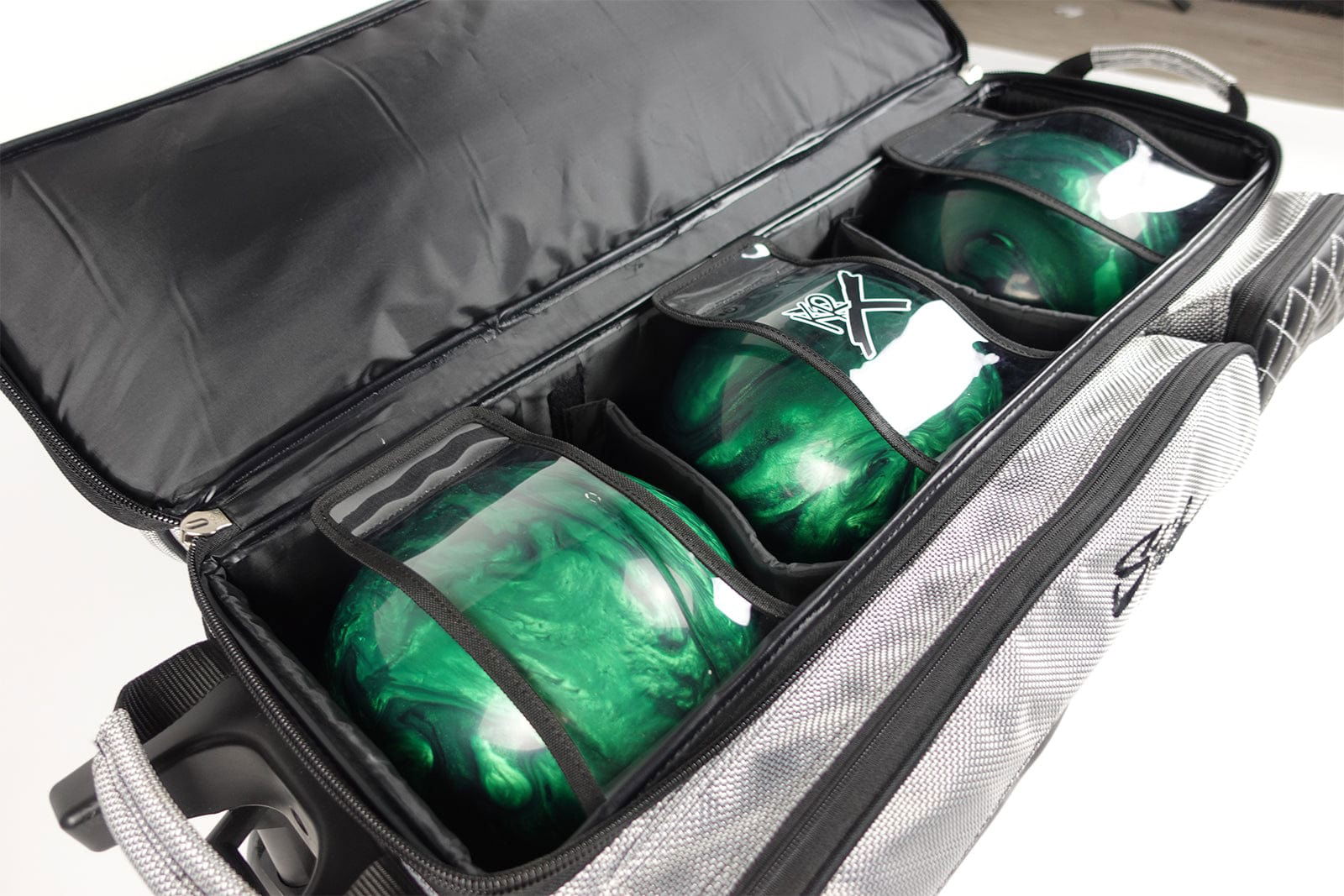 KR Strikeforce Royal Flush Triple Roller Silver Bowling Bag - BowlersParadise.com
