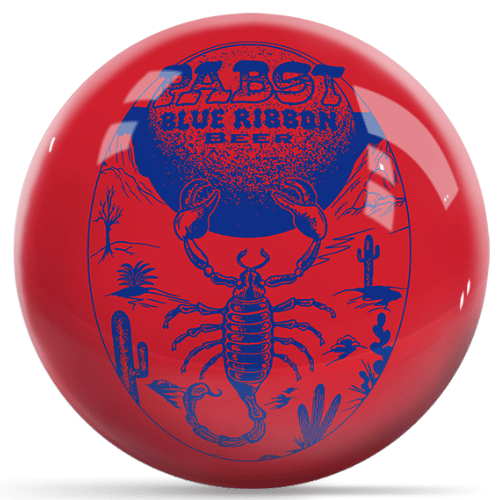 OnTheBallBowling Pabst Scorpion Red With Blue Logo Bowling Ball