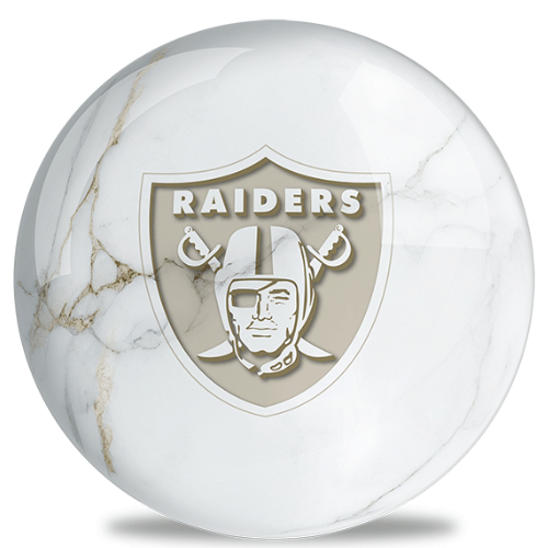 OnTheBallBowling White Marble NFL Las Vegas Raiders Bowling Ball