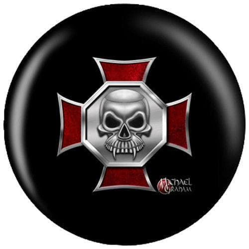 OnTheBallBowling Michael Graham Design Iron Cross Skull Bowling Ball - BowlersParadise.com