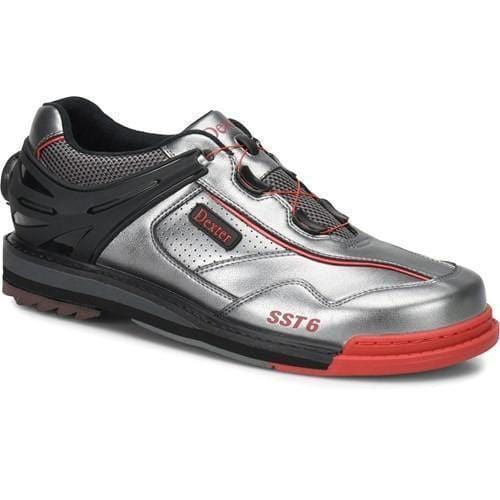 Dexter Mens SST 6 Hybrid BOA Grey/Black/Red Left Hand Bowling Shoes - BowlersParadise.com