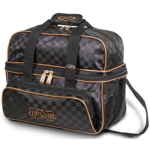 Storm 2 Ball Deluxe Tote Checkered Black Gold - BowlersParadise.com