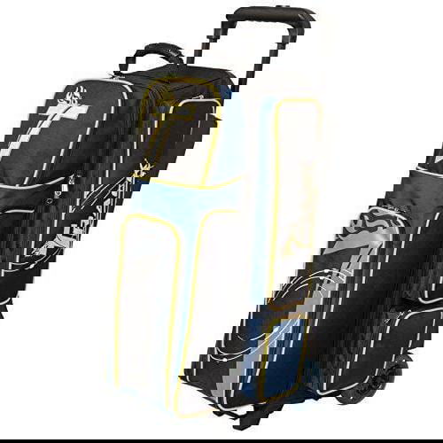 Track Premium Triple Roller Black Navy Yellow Bowling Bag - BowlersParadise.com