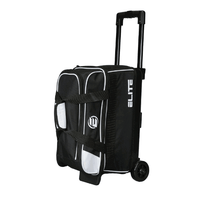 ELITE Basic Double Roller Black/White Bowling Bag - BowlersParadise.com