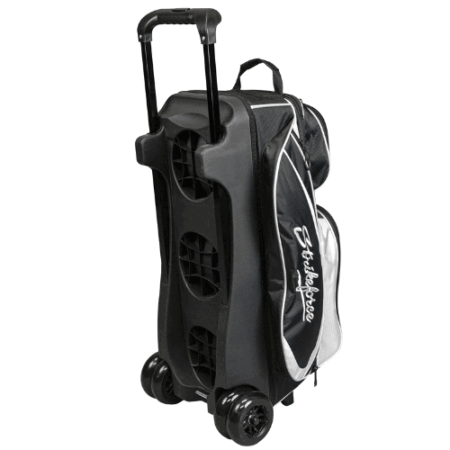 KR Strikeforce Drive Black/White Triple Roller Double Wheel Bowling Bag - BowlersParadise.com