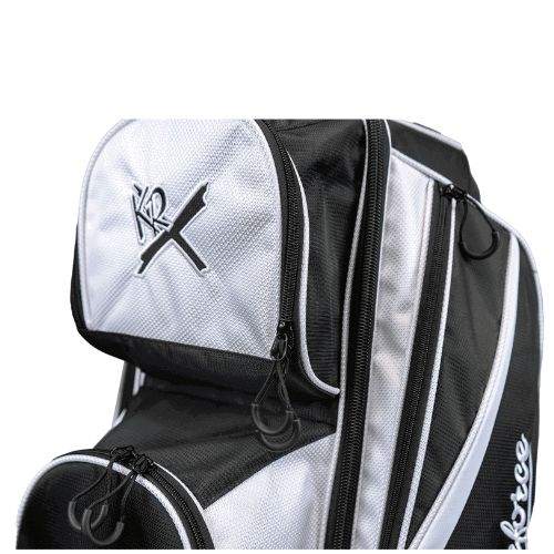 KR Strikeforce Drive Black/White Triple Roller Double Wheel Bowling Bag - BowlersParadise.com