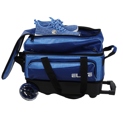 ELITE Deluxe Double Roller Bowling Bag Navy Plaid