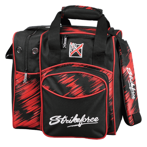 KR Strikeforce Flexx Red Scratch Single Bowling Ball Tote Bag.