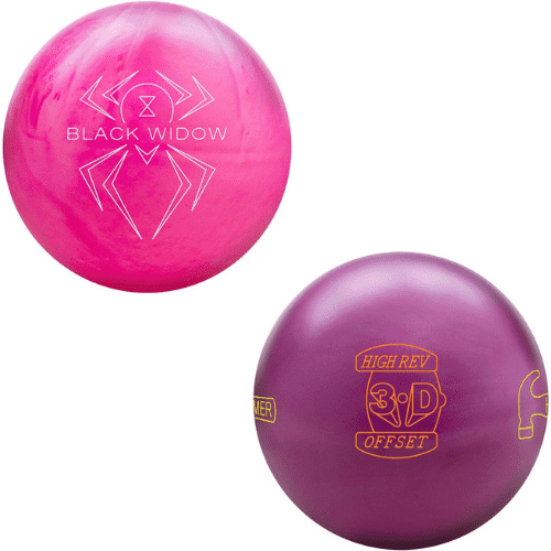 Hammer Black Widow Pink Pearl Urethane & Hammer High Rev 3-D Offset Bowling Balls (2 Ball Bundle).