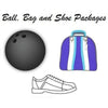 Brunswick Rhino Charcoal Silver Violet Pearl Bowling Ball, Bags & Shoe Packages