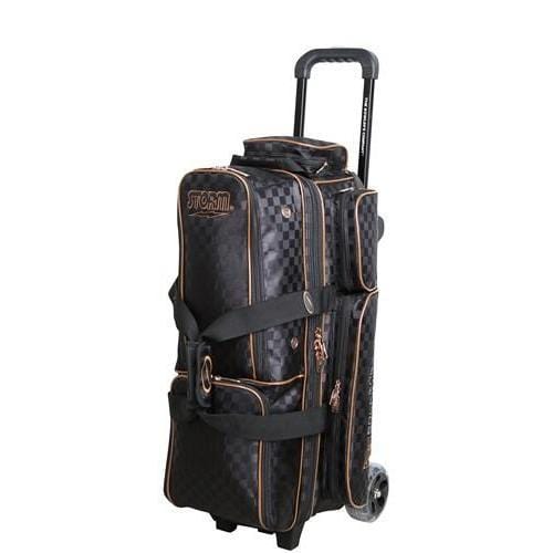 Shop for Storm Rolling Thunder 3 Ball Roller Checkered Black Gold Bowling Bag -Bowlers Paradise