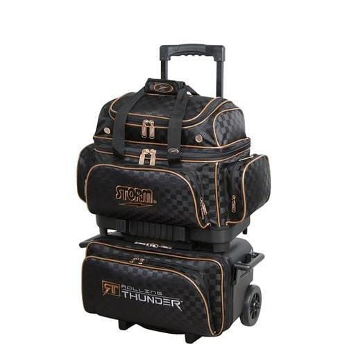 Shop Storm Rolling Thunder 4 Ball Roller Checkered Black Gold Bowling Bag - Bowlers Paradise