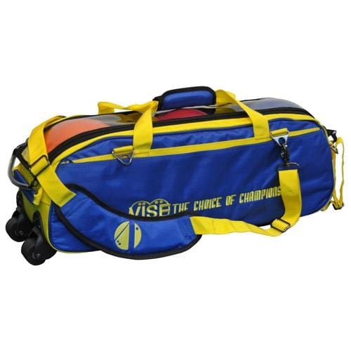 Vise 3 Ball Clear Top Tote Roller Blue Yellow Bowling Bag
