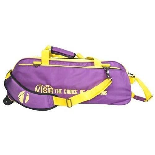 Vise 3 Ball Clear Top Tote Roller Purple Yellow Bowling Bag
